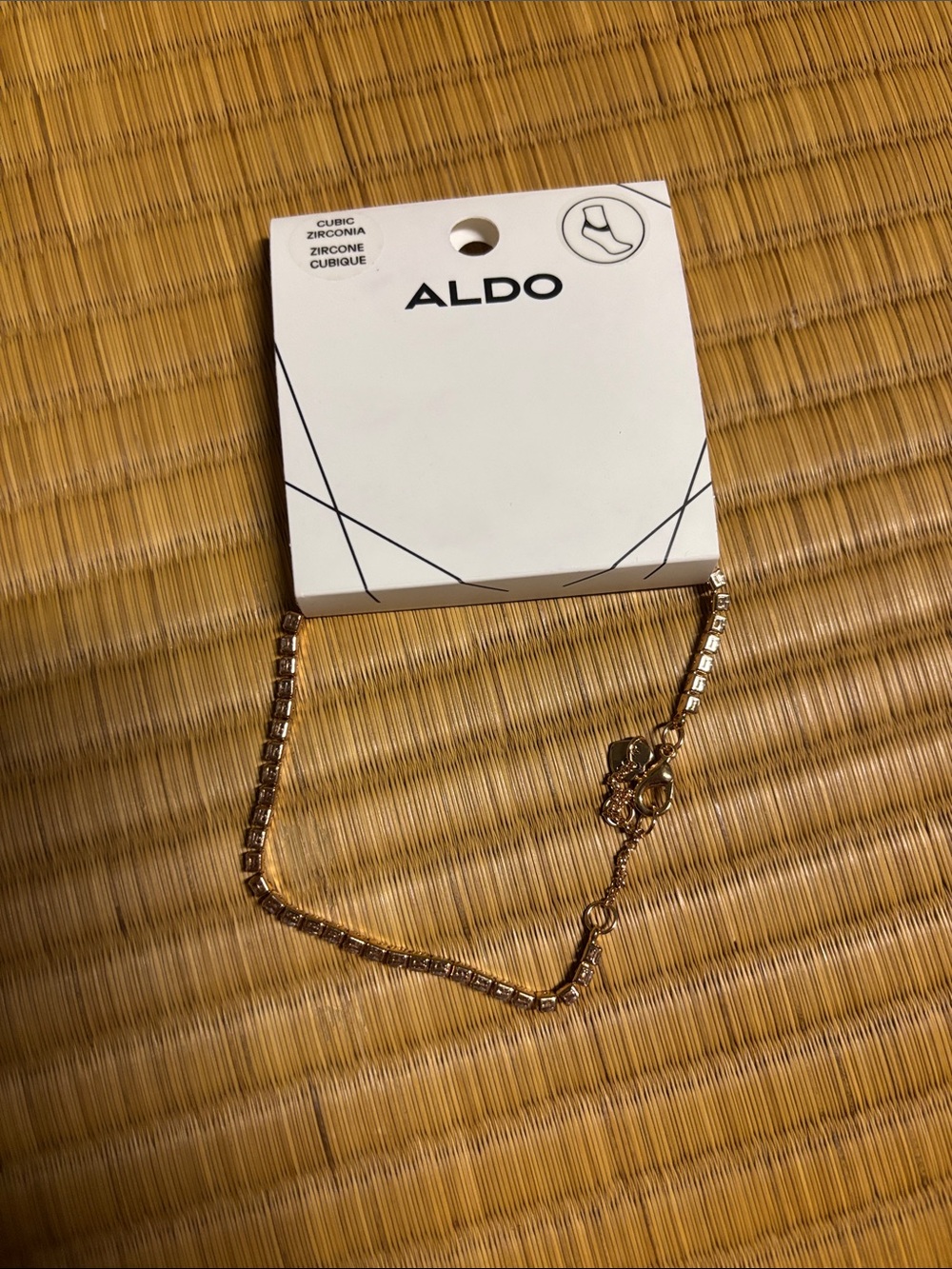 ALDO Gold Cubic Zirconia Box-Link Bracelet